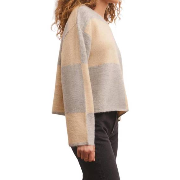 NEW Z SUPPLY rosi blocked sweater in grey - Picture 3 of 4